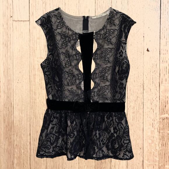 Mi Ami Lace Cami Top Black Velvet Bow Womens Small - Picture 8 of 8